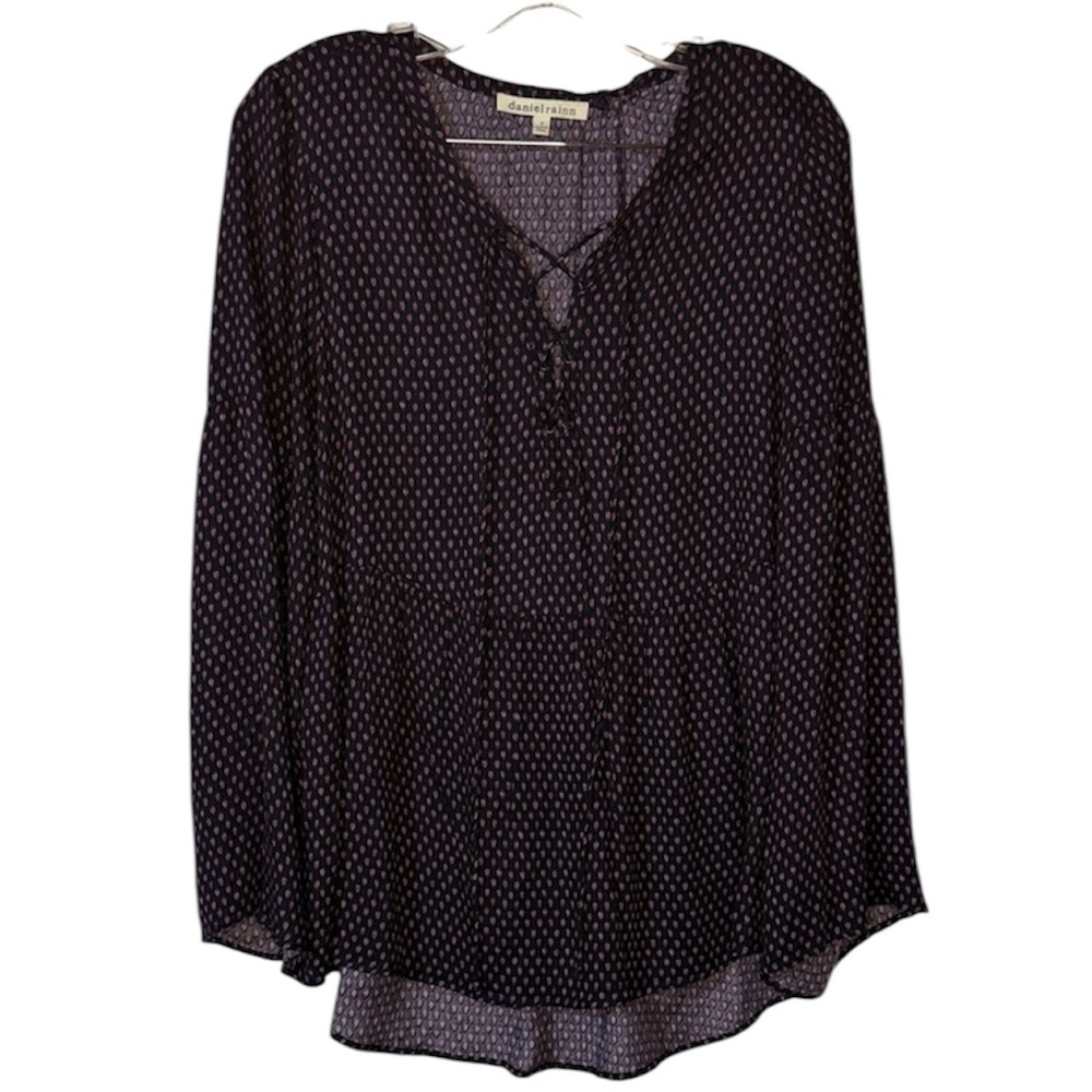 Black and Purple Blouse with lace front detail